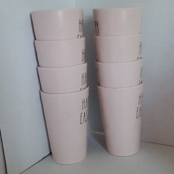 8 Happy Easter Cups Tumblers Rae Dunn Pink Plastic - Picture 4 of 11